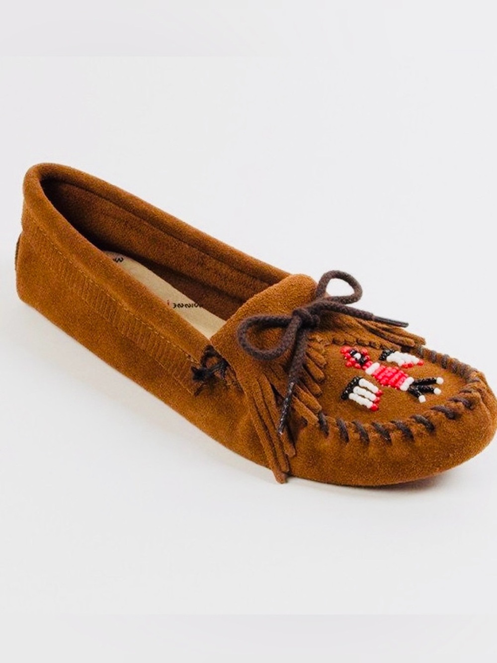 MINNETONKA Sz8~THUNDERBIRD SOFTSOLE CHESTNUT SUEDE FRINGE MOCCASIN LOAFERS FLATS